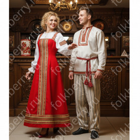 Сарафан с блузой Марья да Иван, габардин, красный- фото 1